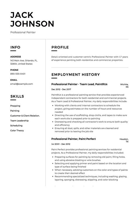 guide commercial painter resume examples  samples