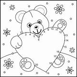Bear Coloring Heart Connect Valentine Teddy Big Dots Cu Valentines Subject sketch template