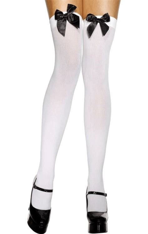 white stockings with black bow angels fancy dress warehouse