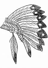 Native Coloring American Feather Indian Headdress Pages Clipart Headress Clip Trace Drawing Printable Supercoloring Colouring Pleasing Template Sheets Indians Feathers sketch template