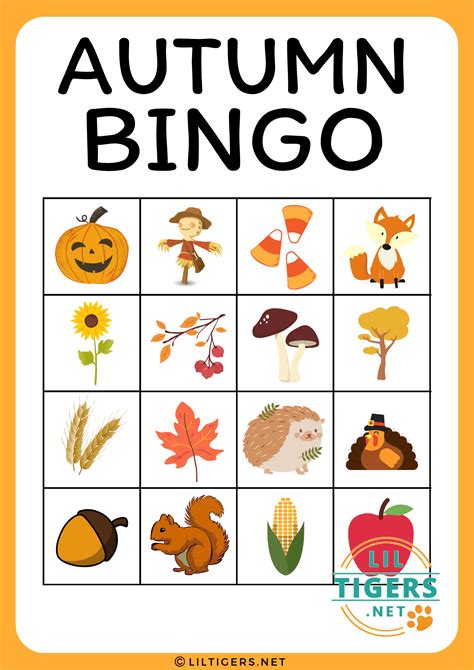 printable fall bingo cards  kids  answer sheet  printable
