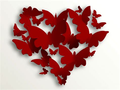 valentine s day love heart romantic butterfly hd wallpaper