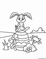 Easter Coloring Egg Bunny Pages Sitting Cute Printable Print sketch template