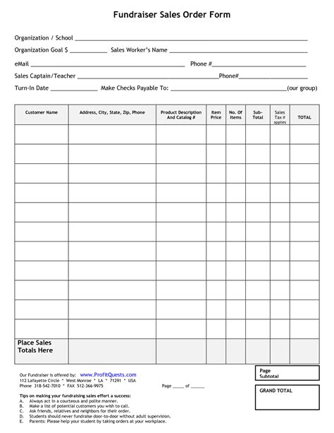 fundraiser order form fundraiser order form template fundraising