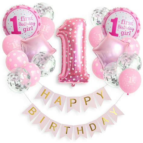 st happy birthday geburtstag baby maedchen luftballons set deko party