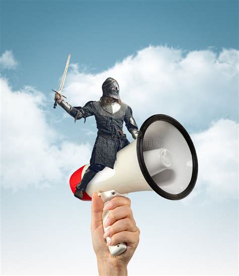 contemporary art collage  medieval knight warrior flying