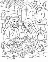 Nativity Jesus Birth Coloring Christ Primary Primarily Inclined sketch template