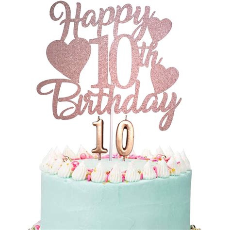 buy happy 10th birthday cake topper rose gold 10th birthday cake