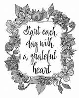 Coloring Pages Adult Heart Start Grateful Colouring Printable Each Quotes Harper Valentina Choose Board Quote sketch template