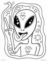 Coloring Pages Alien Adults Adult Trippy Space Printable Aliens Color Funky Moon Detailed Kids Tongue Print Stoned Template Activities Templates sketch template