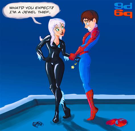 black cat ballbusting spider man ~ marvel comics ~ by