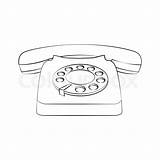 Telephone Vector Cartoon Ringing Outline Illustration Colourbox sketch template