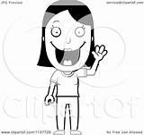 Waving Woman Clipart Happy Cartoon Coloring Outlined Vector Cory Thoman Royalty sketch template