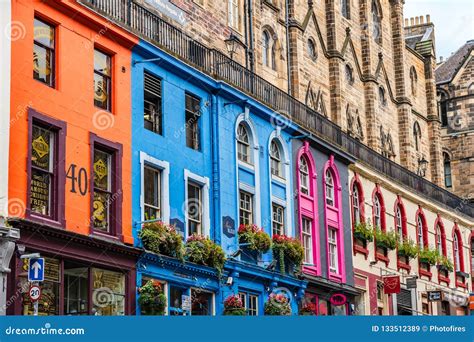 colorful houses  victoria street edinburgh scotland uk editorial