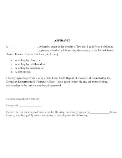 affidavit  relationship template