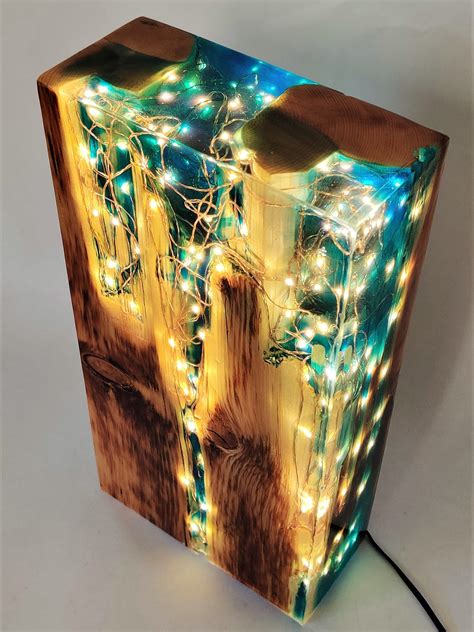 starry night wood resin lamp light sculpture reclaimed wood rachel calder design