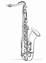 Coloring Saxophone sketch template