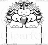 Porcupine Happy Cartoon Clipart Outlined Sign Over Cory Thoman Coloring Vector 2021 sketch template