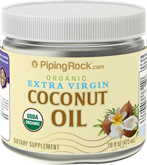 Extra Virgin Coconut Oil 16 Oz 473 Ml Piping Rock Health Products