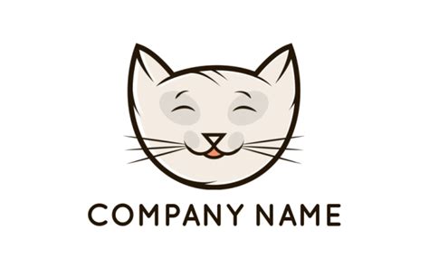 cute smiley cat face logo template by