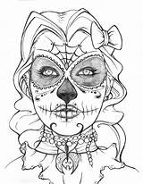 Coloring Skull Pages Sugar Printable Skulls Girl Adult Roses Dead Adults Dia Muertos Los Candy Drawing Sheets Girly Colouring Print sketch template