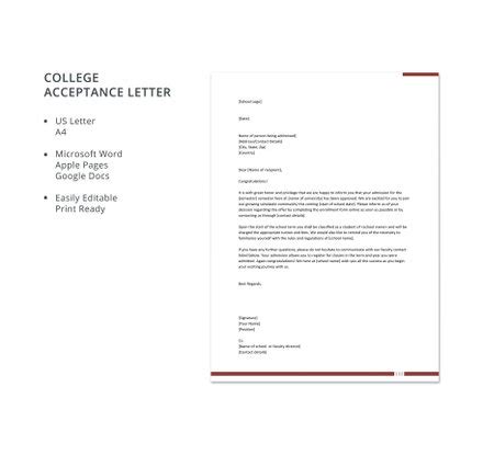 internship acceptance   letter template   letters