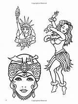 Tattoo Coloring Classic Amazon Designs Books Traditional Dover Book School Old sketch template