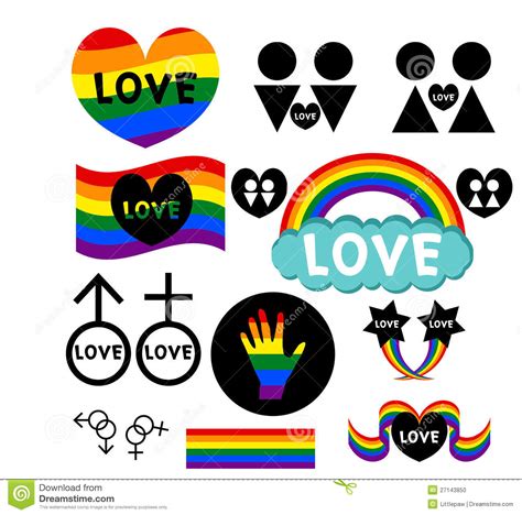 Lgbt Icons Set Gay Lesbian Transgender And Bisexual Pride Flag