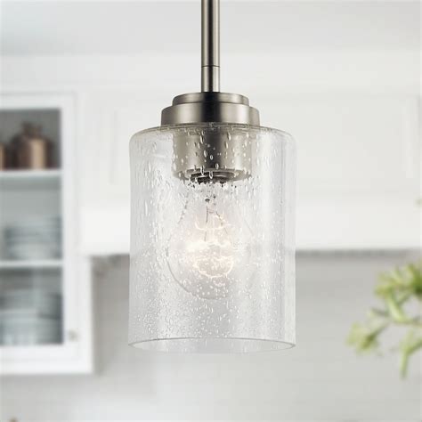 Seeded Glass Mini Pendant Light Brushed Nickel Winslow By Kichler