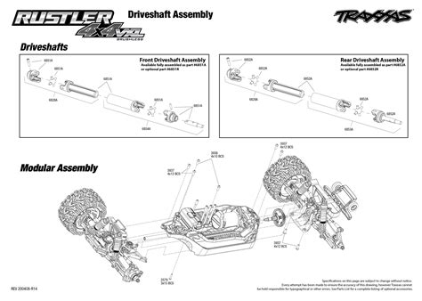 rustler  vxl   driveshafts assembly exploded view traxxas
