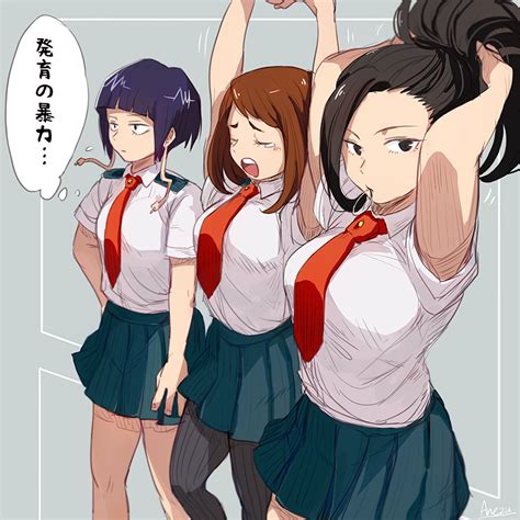 kyouka jirou uraraka ochako y momo yaoyorozu hero girl