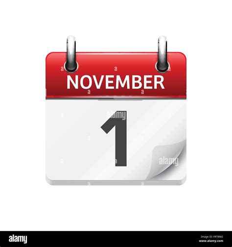 november  vector flat daily calendar icon date  time day stock