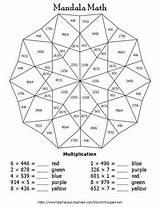 Math Mandala Digit Number Color Multiplication Worksheets Grade Subject sketch template