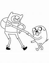 Coloring Adventure Time Jake Pages Cartoon Finn Fist Bump Printable sketch template