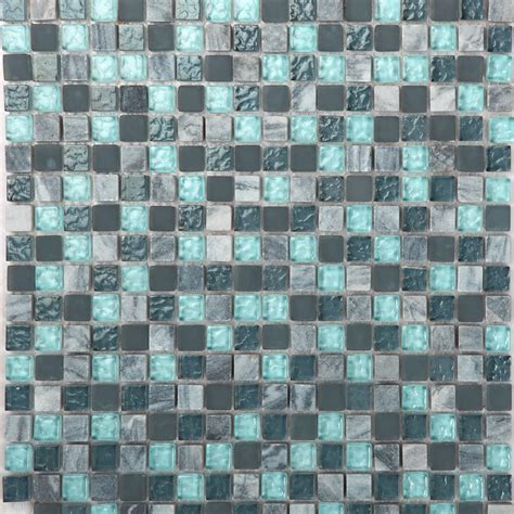 Stone And Glass Mosaic Sheets Blue Square Tiles Natural Marble Tile