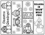 Winter Bookmarks Printable Subject Library sketch template