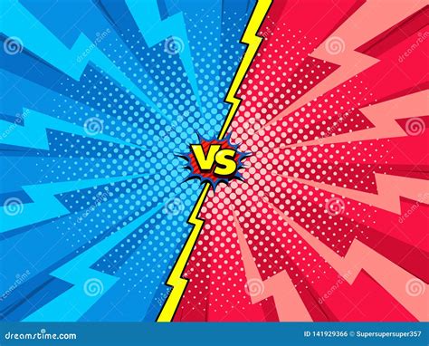 Versus Comic Book Template Background Superhero Battle Intro Vector