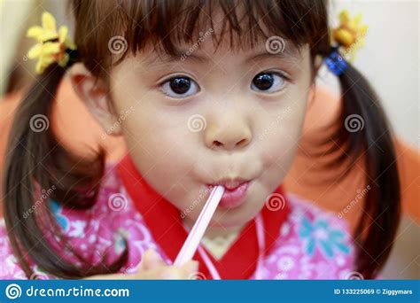 Japanese Girl Eating Shaved Ice In Yukata Stock Image Image Of Human