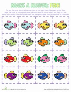 fish matching game worksheet educationcom matching games