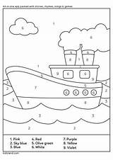 Number Color Ship Worksheets Worksheet Printable Kids Kidloland Activity Printables sketch template