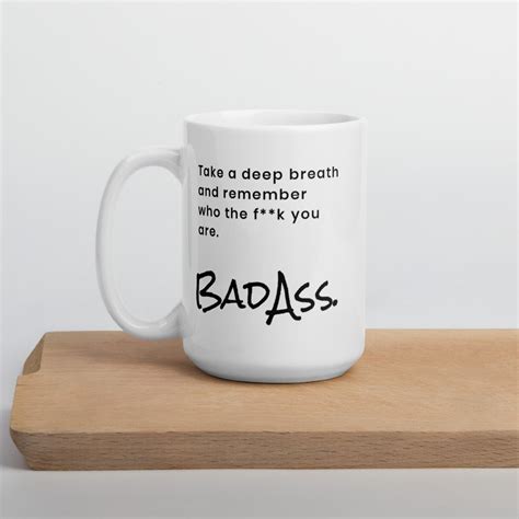 take a deep breath and remember who the fuck you are mug etsy