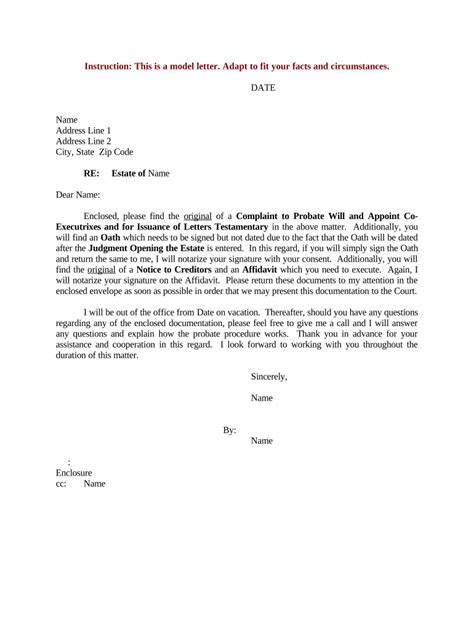 letter testamentary  template pdffiller