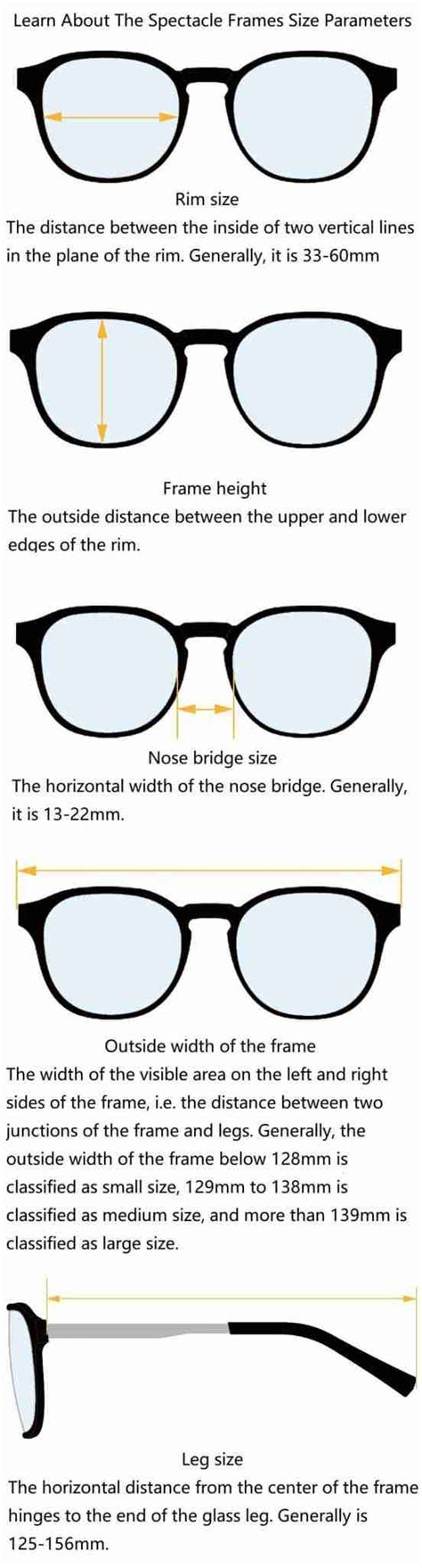 eyeglasses frame size chart choosing the right frame size