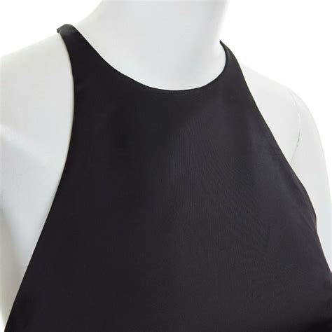 misha collection black polyester blend cross strap cropped top s for