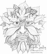 Carving Pyrography Greenman sketch template