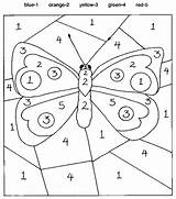 Number Color Preschool Easy Kindergarten Butterfly sketch template