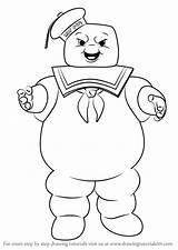 Marshmallow Ghostbusters Puft Stay Man Coloring Pages Draw Drawing Step Printable Slimer Kids Ghost Color Cartoon Drawings Print Sketch Book sketch template