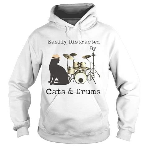 easily distracted by cats and drums shirt kingteeshop