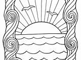 Sunset Coloring Pages Printable Ocean Colouring Color Print Popular Getcolorings sketch template