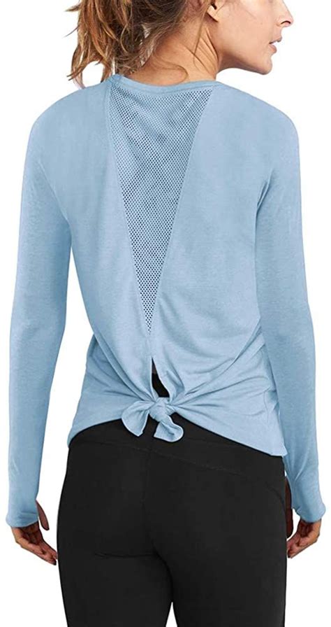 mippo long sleeve wokout tops  women loose fit yoga exercise tops open  workout thumb